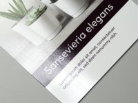 Pappersflyer med blank UV-lack p en sida.