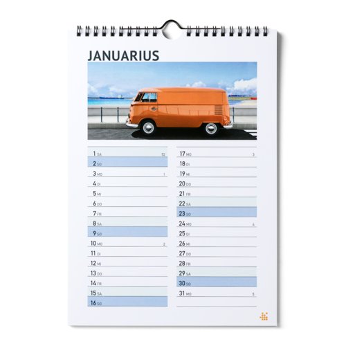 Väggkalender med spiralbindning, A3, 4/4-färgat 3