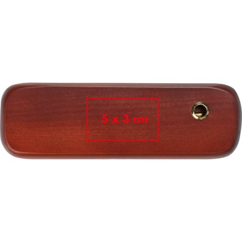 Brunt skrivset i tr med penna och etui.