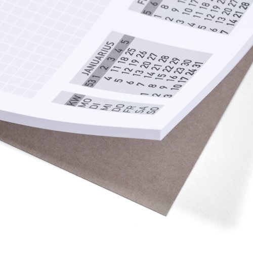 Skrivbordsunderlgg i papper med kalender.