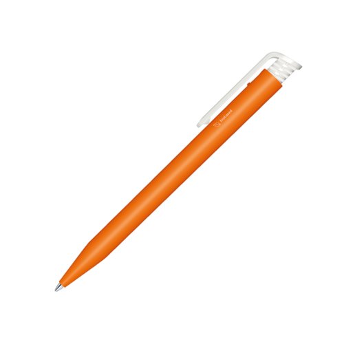 Orange bioplastkulspetspenna med kl�mma.