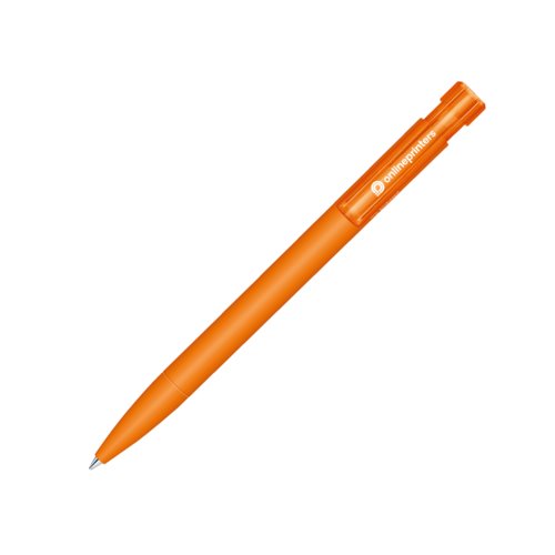 Orange bio-kulspetspenna med klipp.