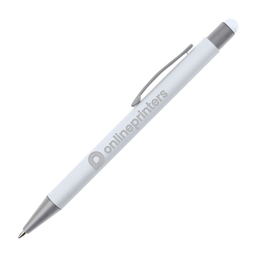 Vit touchpenna kulspetspenna med klmma och stylus.