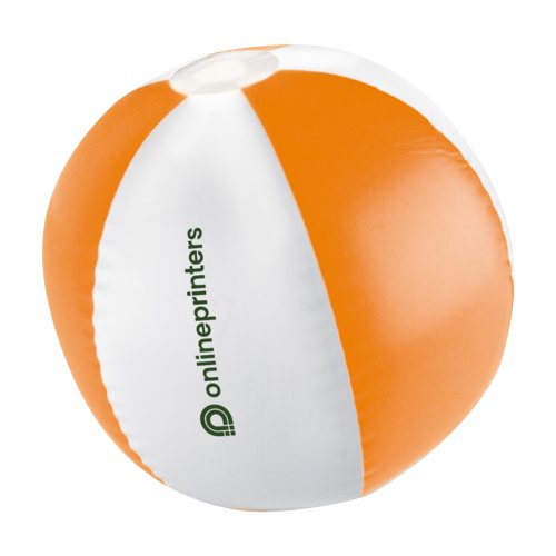 Orangefrgad strandboll i plast, tvfrgad.