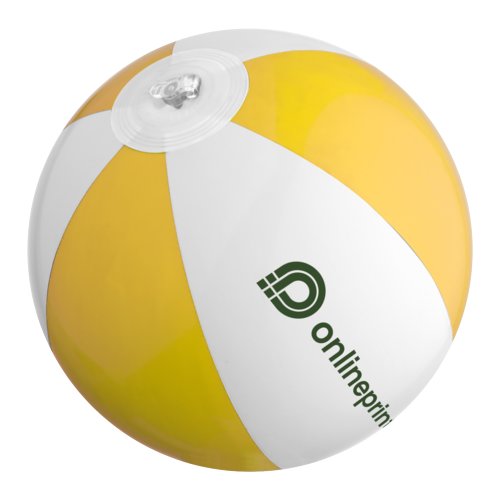 Gul plastbadboll med uppblsbar ventil.