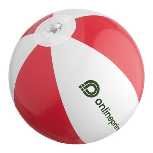 Rd uppblsbar badboll i plast.