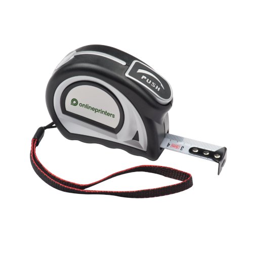 Svart stl mttband med rd handledsrem.