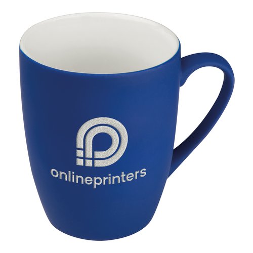 Bl keramisk mugg med handtag.
