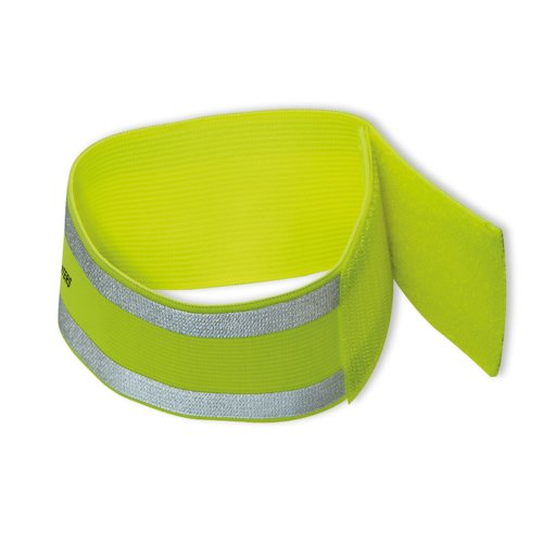 Gul, reflekterande armband med kardborreknppning.
