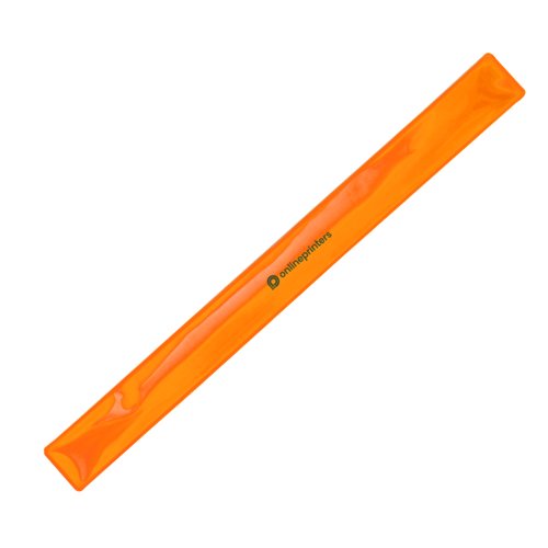 Orange snpparmband i plast med reflexfunktion.