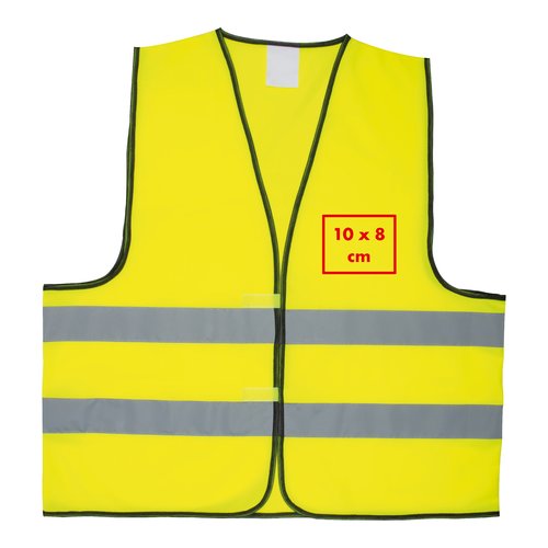 Gul skerhetsvst i tyg med reflexrnder, unisex.