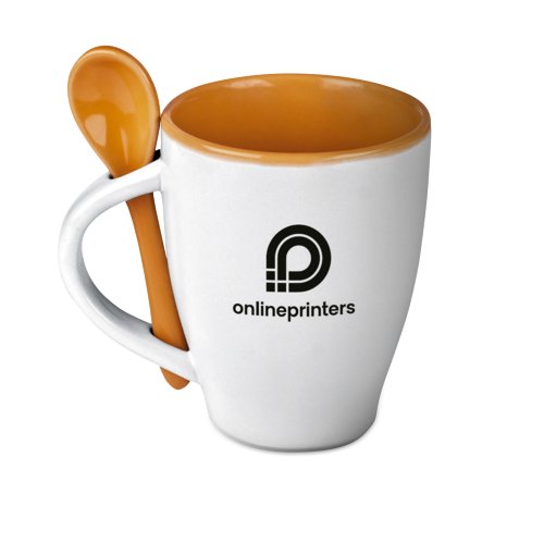 Keramisk mugg med matchande sked.