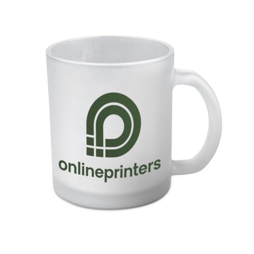 Klar kaffemugg i glas med handtag.