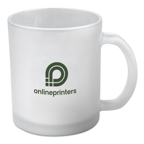 Klar kaffemugg i glas med handtag.