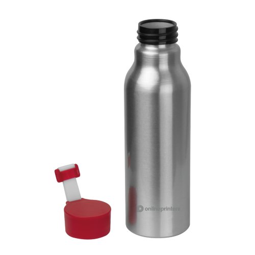 Rd drickflaska i aluminium med skruvlock.