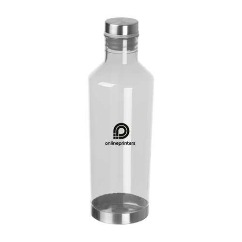 Transparent Tritan dricksflaska med silverfrgat lock.