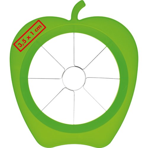 Grn ppeldelare i plast med blad av rostfritt stl.