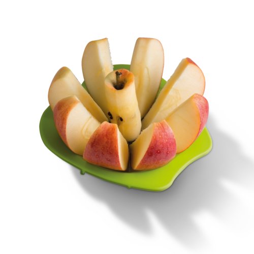 ppelgrn ppeldelare i plast med blad av rostfritt stl.