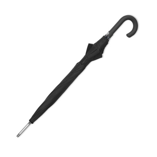 Svart automatiskt paraply med bjt handtag.