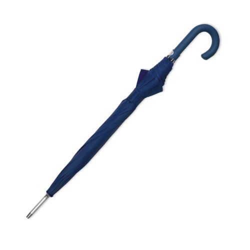 Mrkbltt automatiskt paraply med bjt handtag.