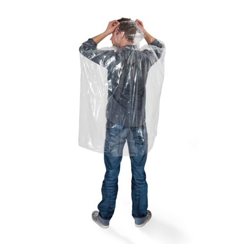 Transparent poncho i plast fr vuxna.