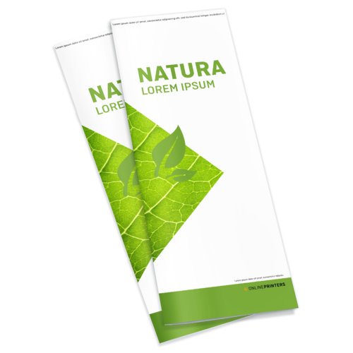 Broschyr av naturpapper med mittveck.