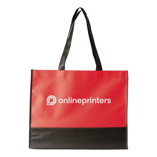 Rd non-woven vska med lnga handtag.