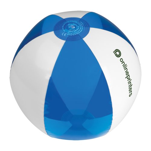 Bl uppblsbar badboll i plast.