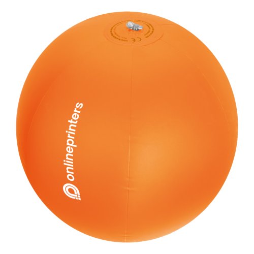 Orange uppblsbar badboll i plast.