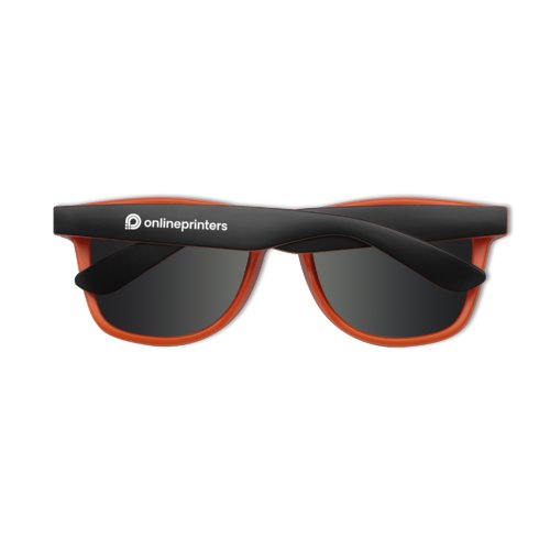 Orange solglasgon med mrka linser.