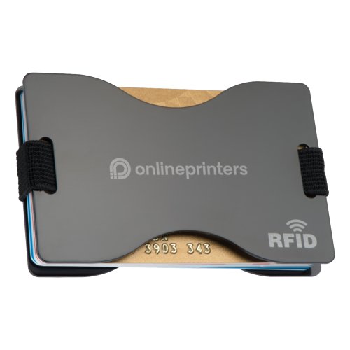 Grtt metallkorthllare med RFID-skydd och elastiskt band.