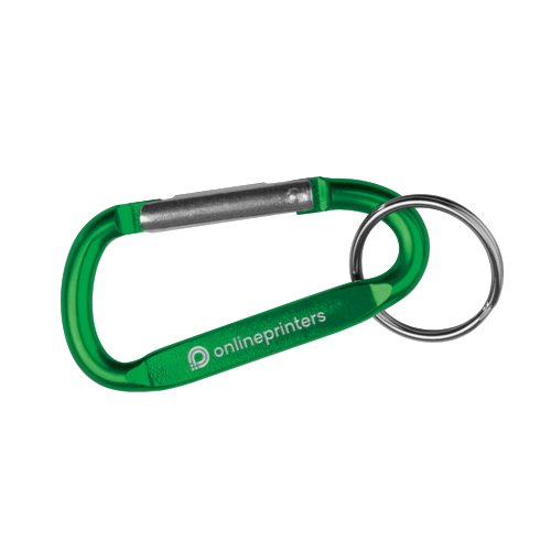 Grn metallkarbinhake nyckelring med ring.