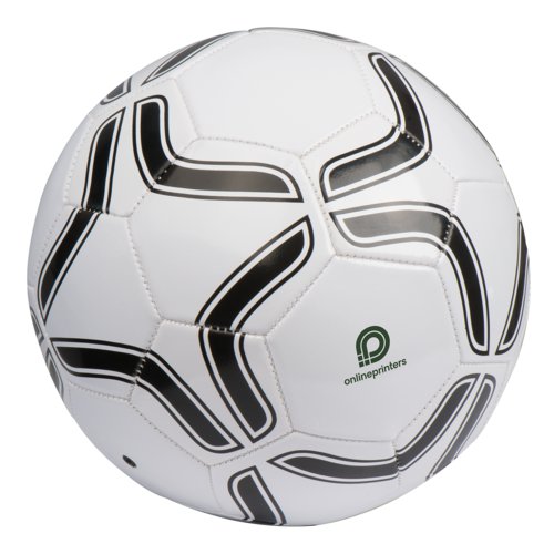 Vit fotboll i syntetiskt material i turneringsstorlek.