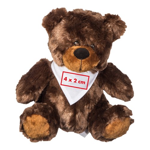Brun teddybjrn i plysch med halsduk.