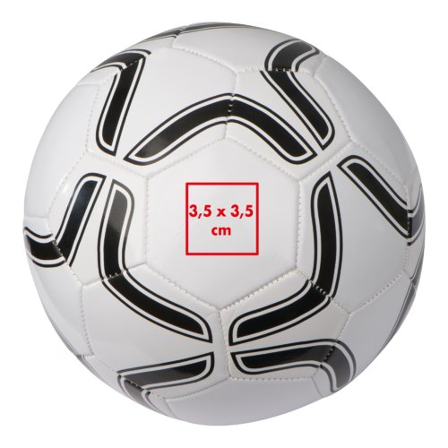 Vit fotboll i turneringsstorlek av plast.