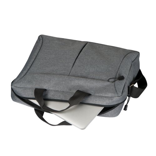 Gr laptopvska med dragkedja och brhandtag.