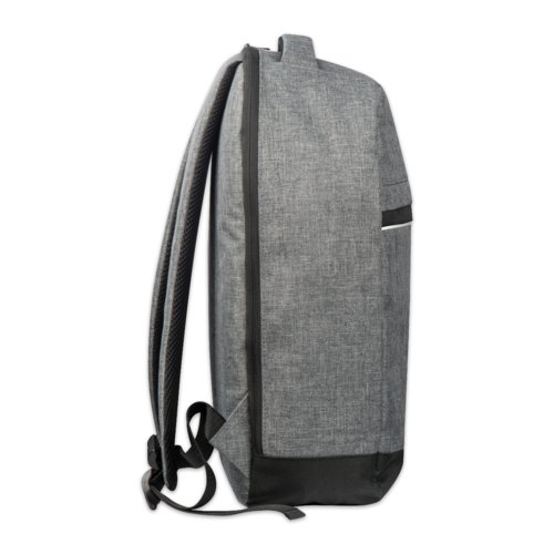 Gr tyg laptopryggsck med dragkedja.
