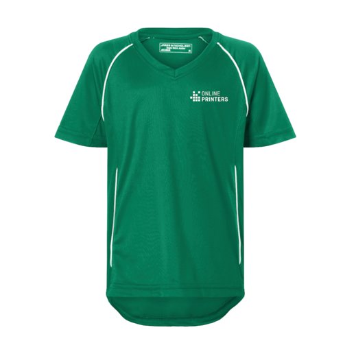 Sportig barn-t-shirt med V-ringning och korta rmar.