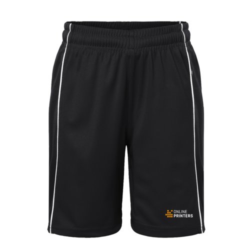 Svarta och vita barnshorts i polyester med elastisk midja.