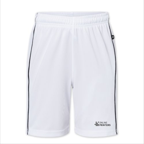 Vita trningsshorts fr barn i polyester med elastisk midja.