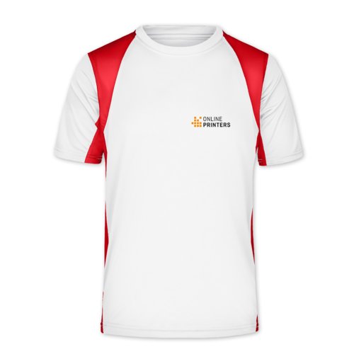 Vit/rd funktions t-shirt i polyester fr mn.