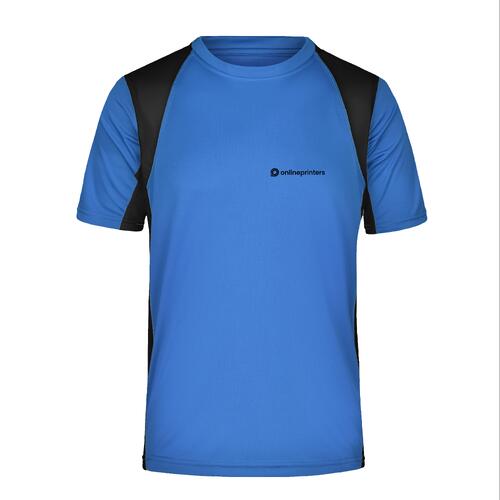 Bl� funktionstr�ja i polyester f�r m�n med korta �rmar.