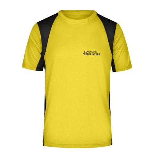 Gul funktionell T-shirt i polyester med korta rmar.