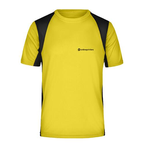 Gul funktionell T-shirt i polyester med korta �rmar.
