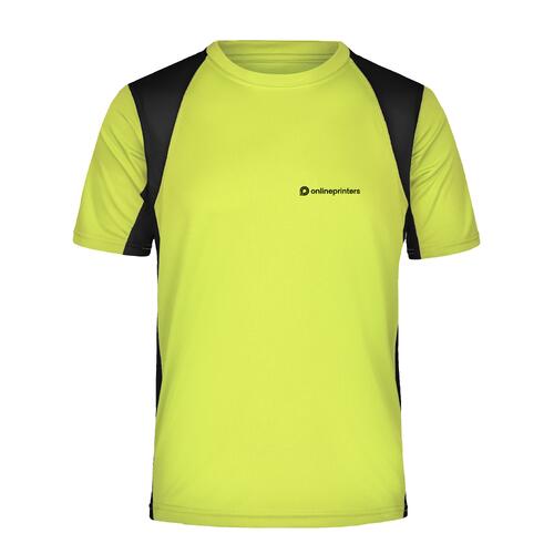 Neongul funktionsskjorta i polyester f�r m�n med korta �rmar.