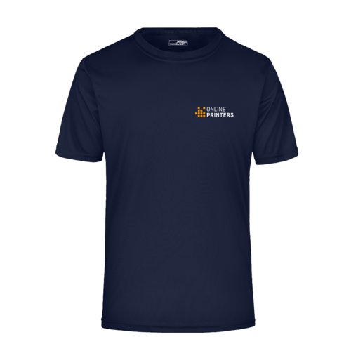 Svartbl polyester T-shirt fr mn med korta rmar.