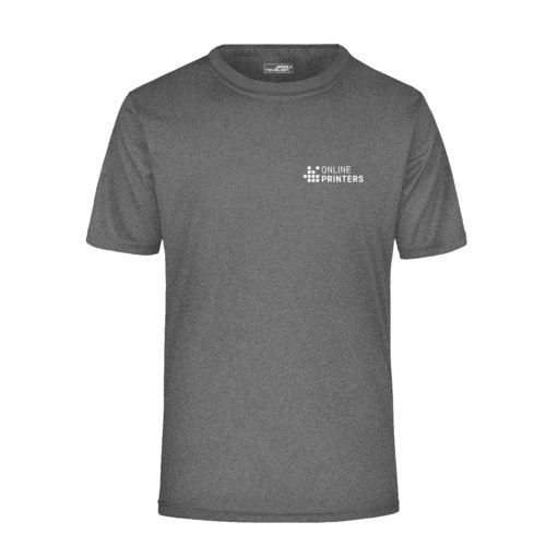Mrkgrmelerad polyester T-shirt med korta rmar.