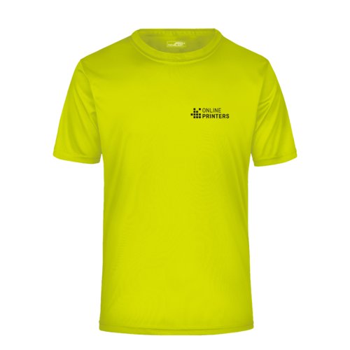 Gul polyester T-shirt fr mn med korta rmar.