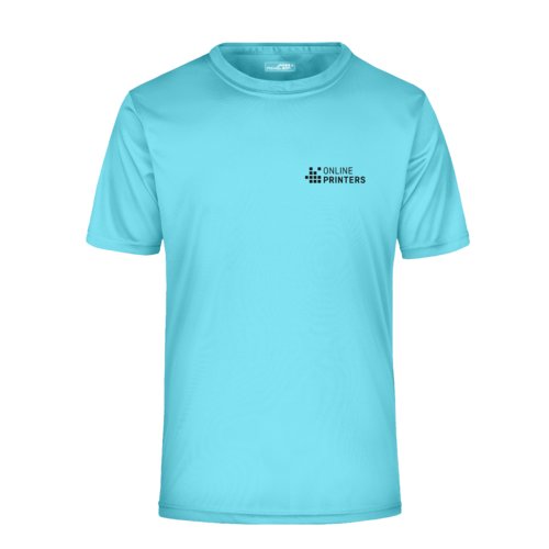 Turkos polyester T-shirt fr mn med korta rmar.