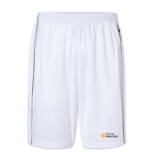 Vita polyestershorts med elastisk midja och dragsko.
